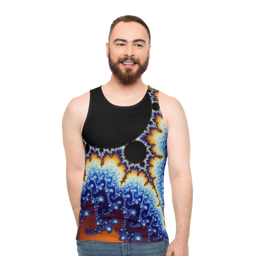 Mandelbrot set unisex tank top with vibrant geometric fractal design