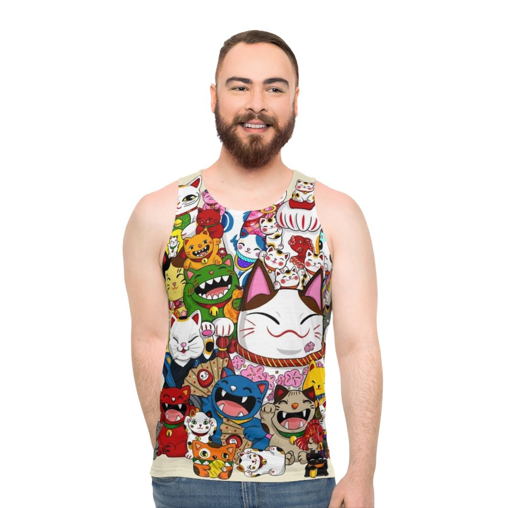 Maneki Neko Lucky Cat Kawaii Unisex Tank Top