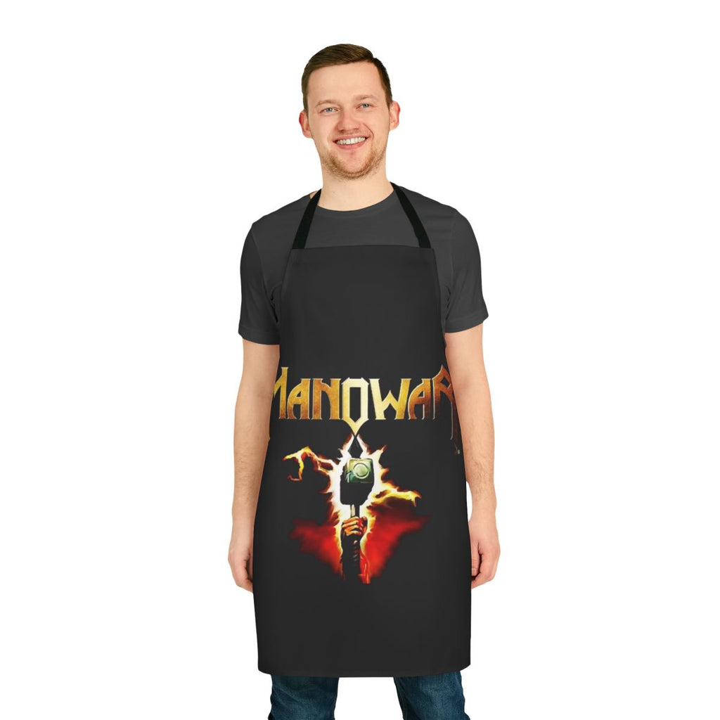 Manowar-inspired apron featuring the iconic Manowar logo and design