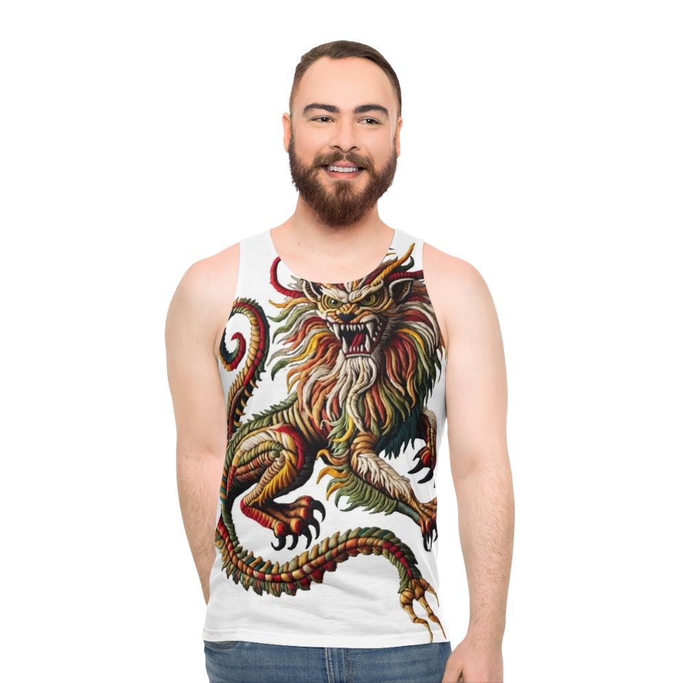 Manticore embroidered unisex fantasy tank top
