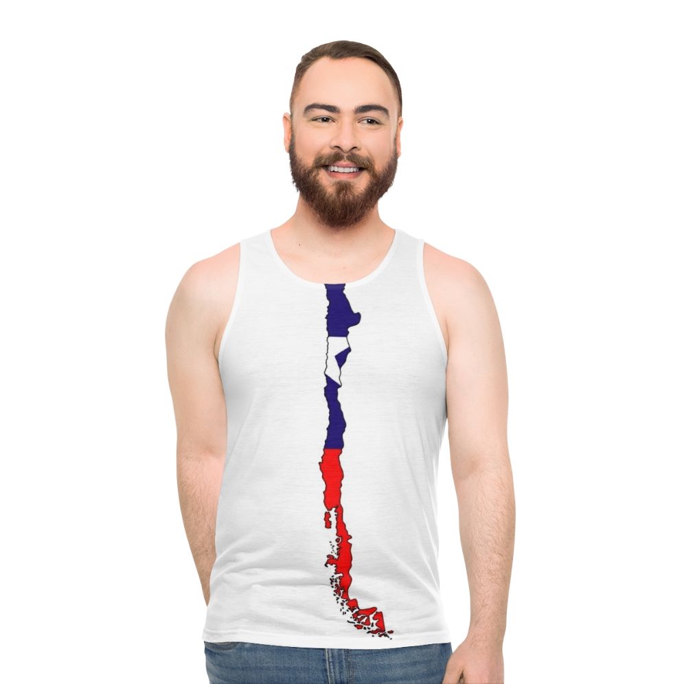 Map of Chile with Chilean Flag Unisex Tank Top
