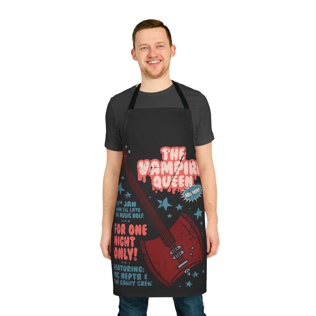 An adventure time-inspired apron featuring Marceline the Vampire Queen and her band