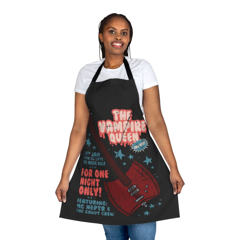 An adventure time-inspired apron featuring Marceline the Vampire Queen and her band