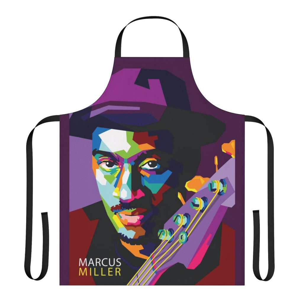 Marcus Miller pop art illustration design on an apron