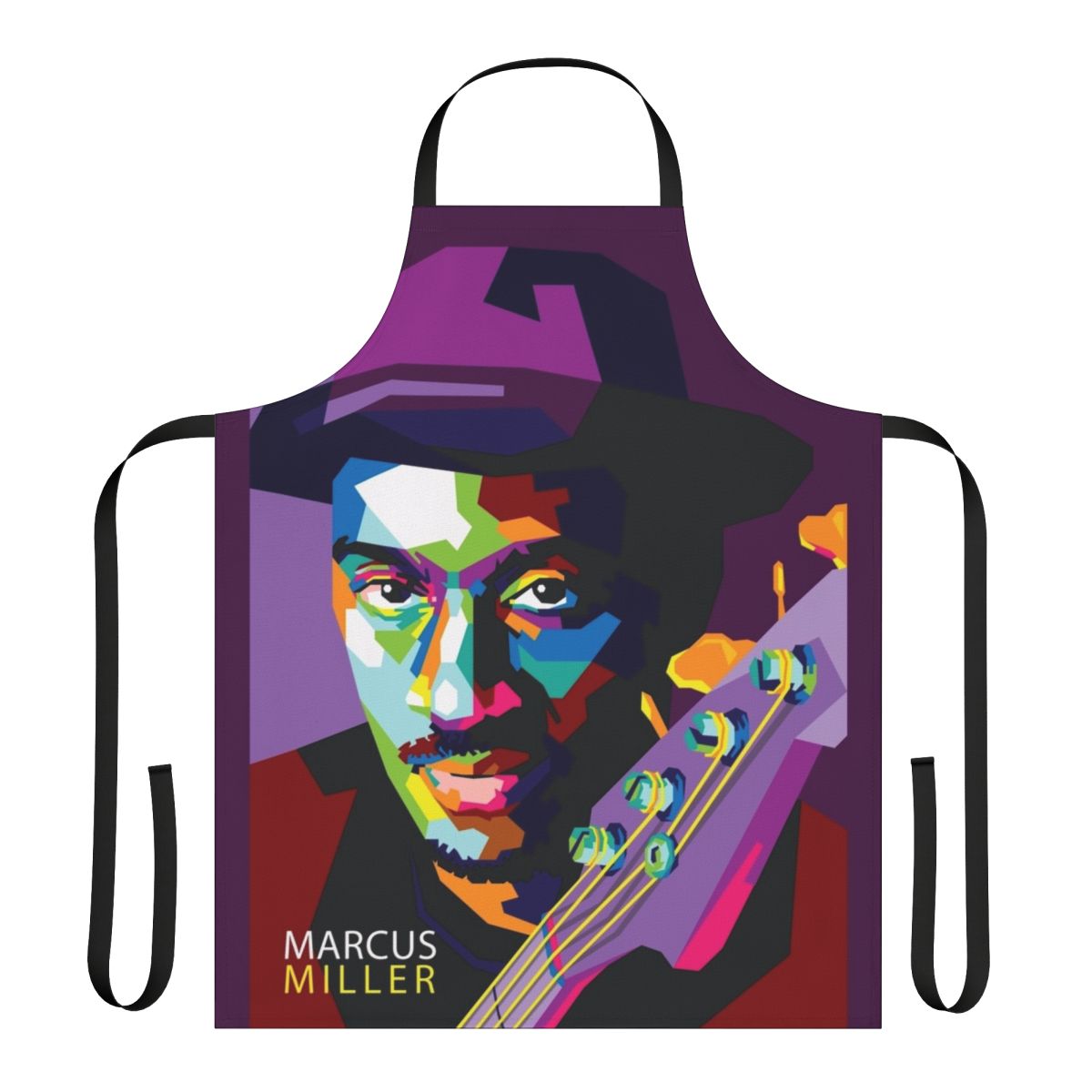 Marcus Miller pop art illustration design on an apron