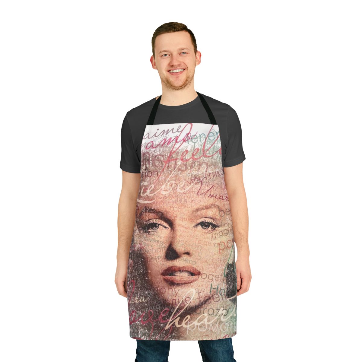 Marilyn Monroe portrait and words design on an apron