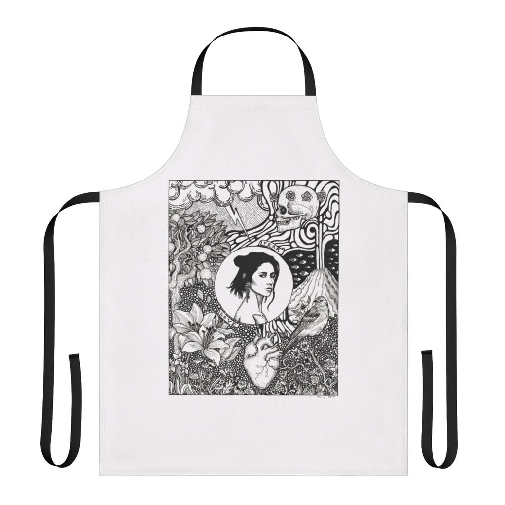 Marina-inspired apron featuring pop art design for music enthusiasts