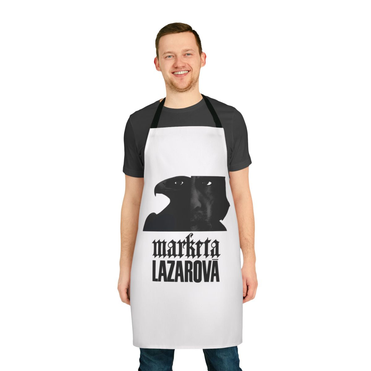 Apron featuring a design inspired by the classic Czech film Marketa Lazarova