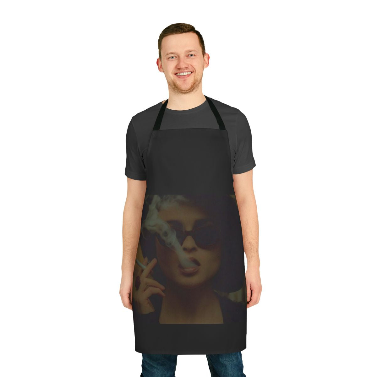 Marla Singer from Fight Club character inspired kitchen apron with smoking design