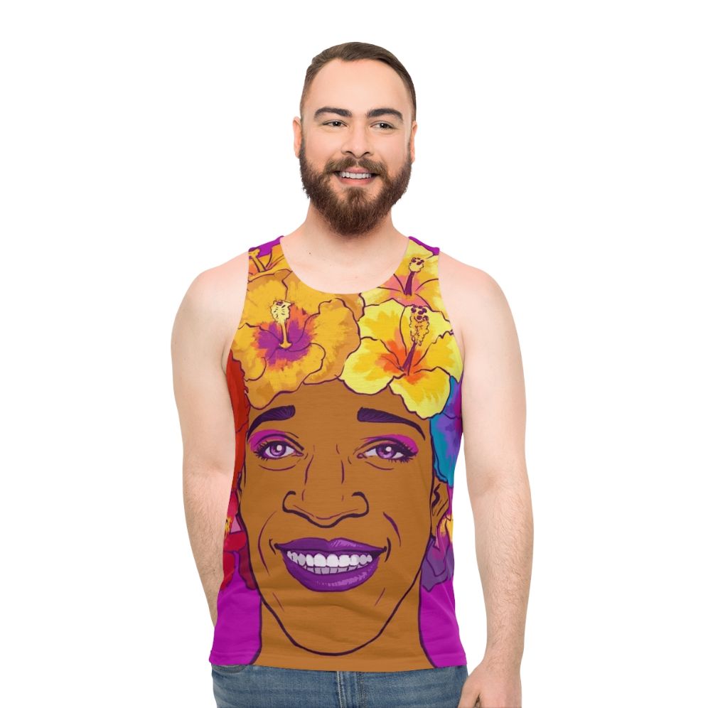Marsha Johnson Unisex Tank Top with Floral Crown