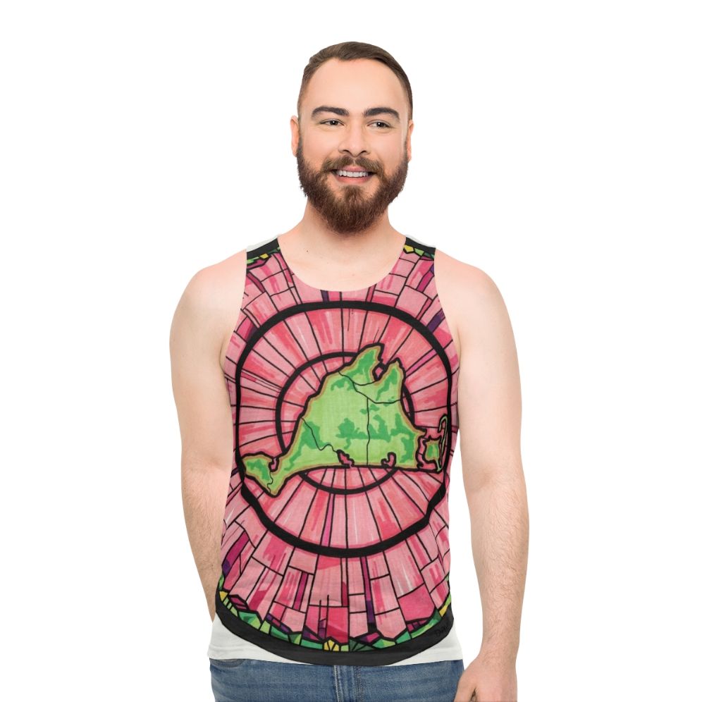 Martha's Vineyard Unisex Tank Top in Pink and Green