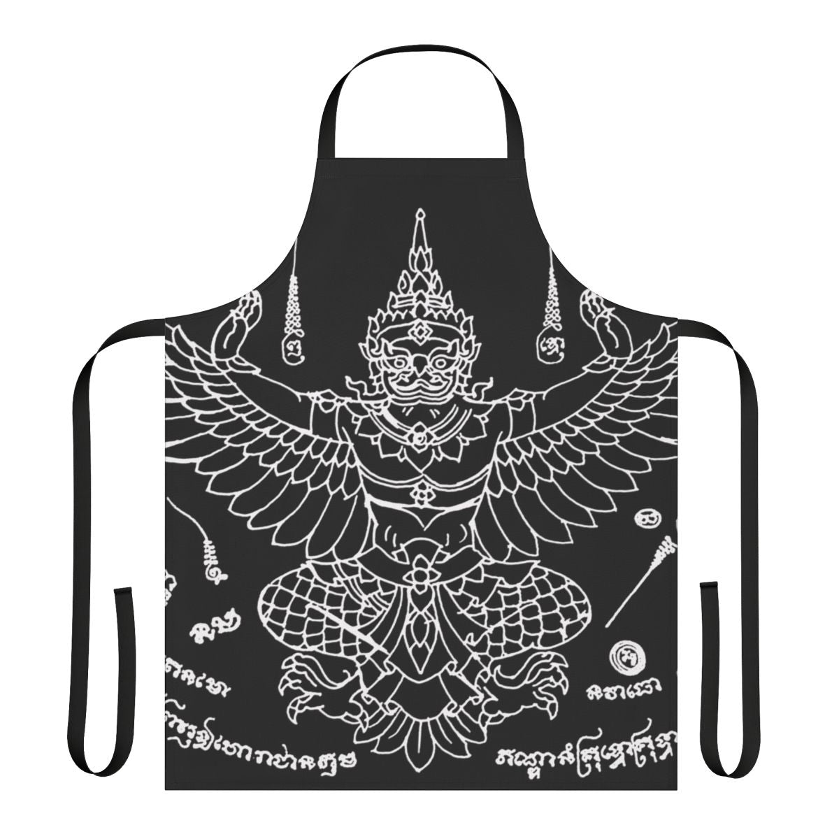 Martial arts-inspired garuda tattoo design printed on a high-quality apron