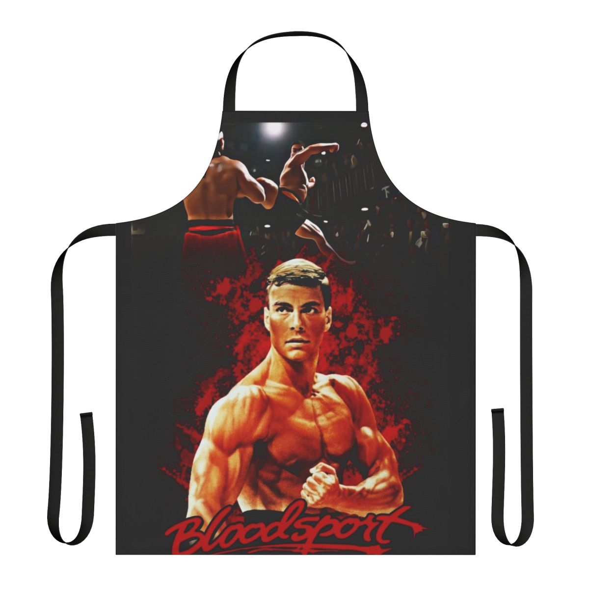 Martial arts inspired apron featuring bloodsport tournament theme