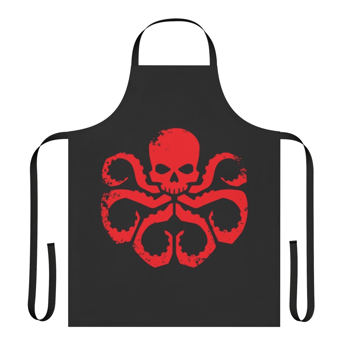 Red apron with Hydra badge, a Marvel superhero-inspired design