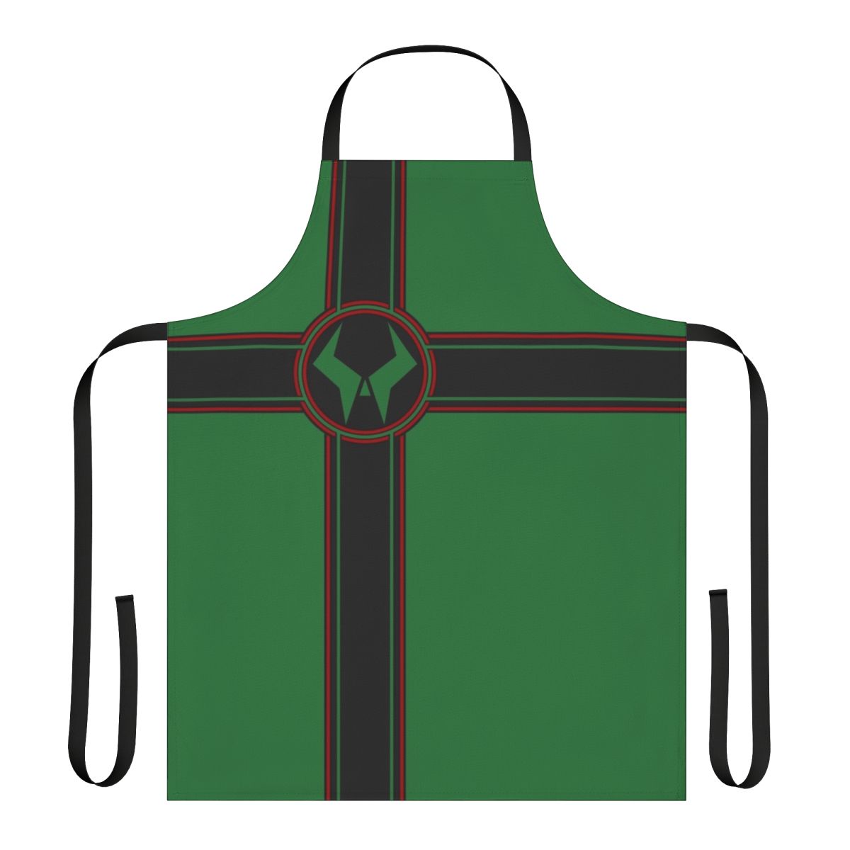 Latveria flag-themed kitchen apron with Marvel comic book character designs