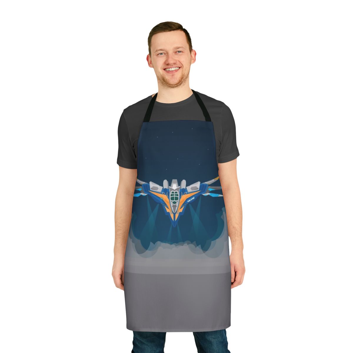 Milano ship-inspired apron with Guardians of the Galaxy characters