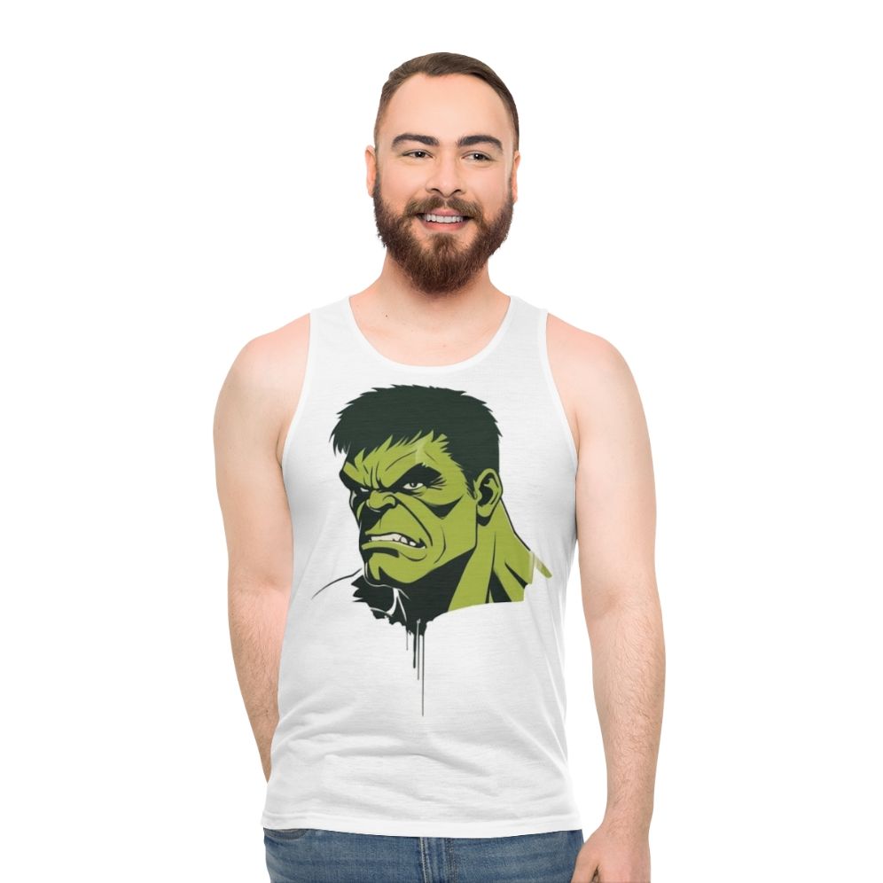 Marvel superhero unisex tank top with Hulk, Avengers, and Endgame graphics