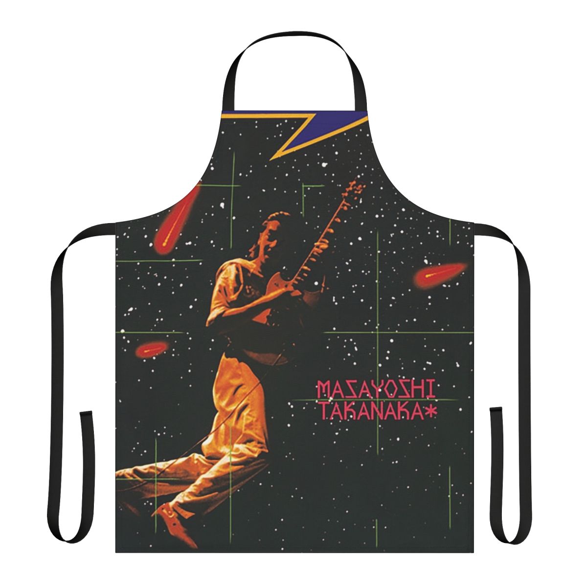 Masayoshi Takanaka's 1980 "Finger Dancin" fusion jazz funk vinyl record album cover design printed on a high-quality apron.