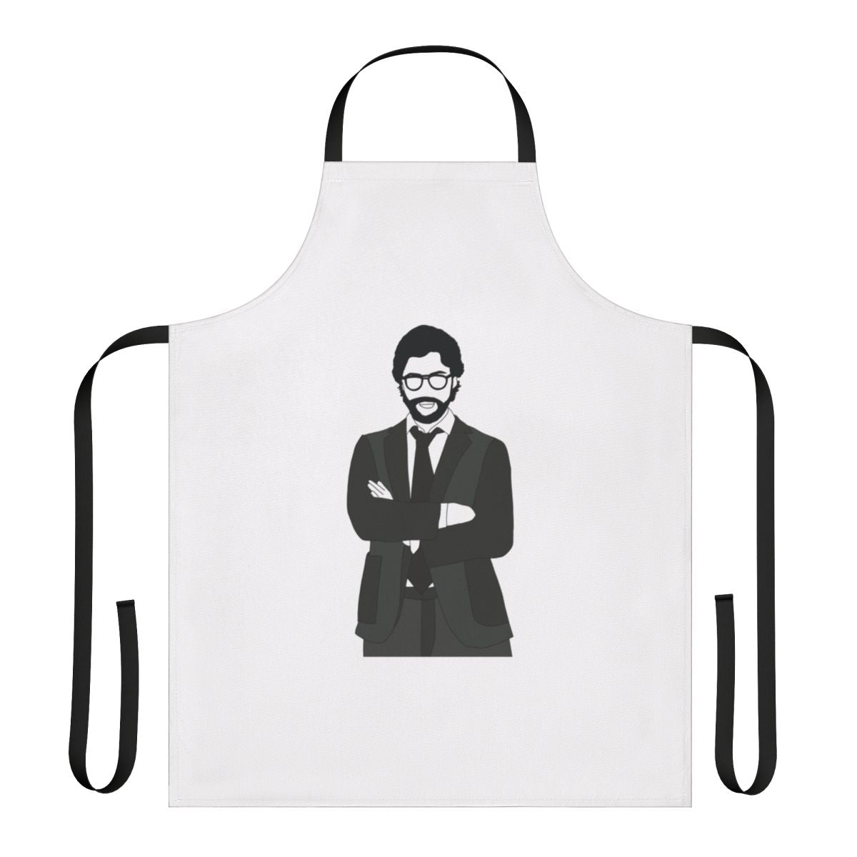 Stylish money heist-themed apron featuring the Professor character