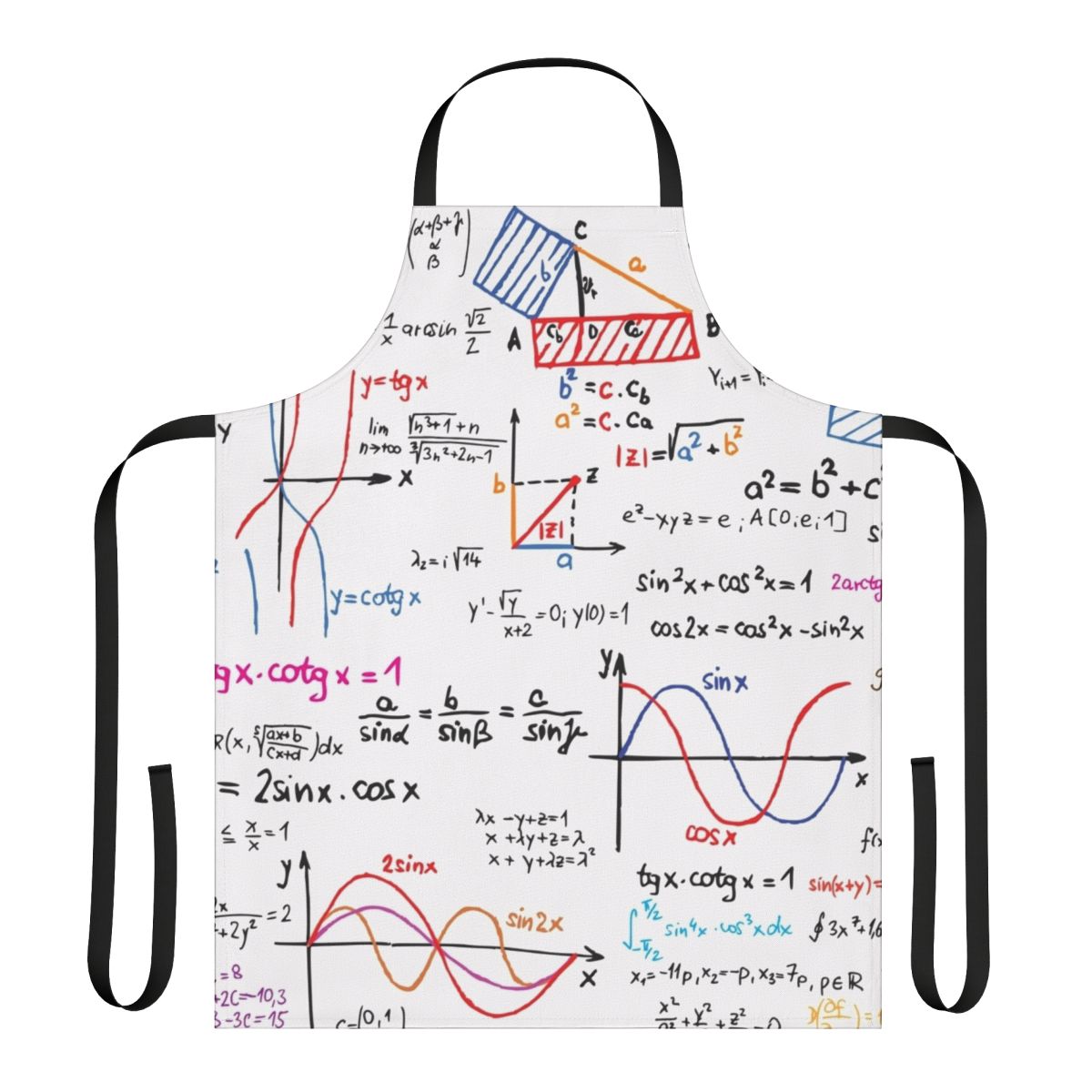 Mathematics Formulas Apron with Numerical Equations and Geometric Shapes