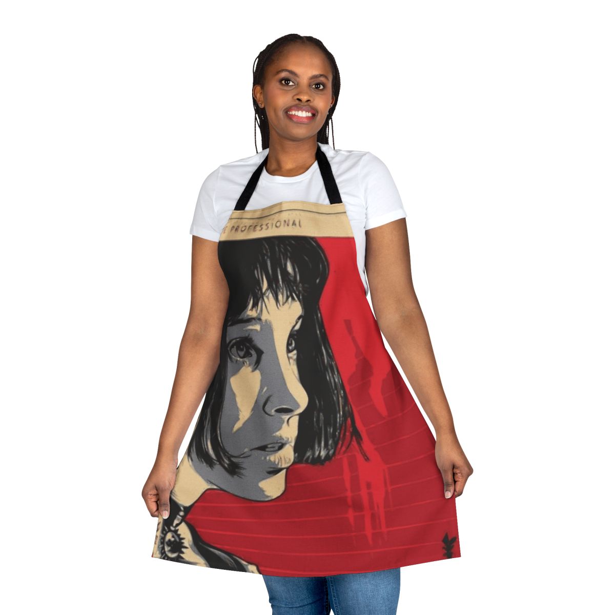 Mathilda inspired movie poster apron featuring a vintage-style design