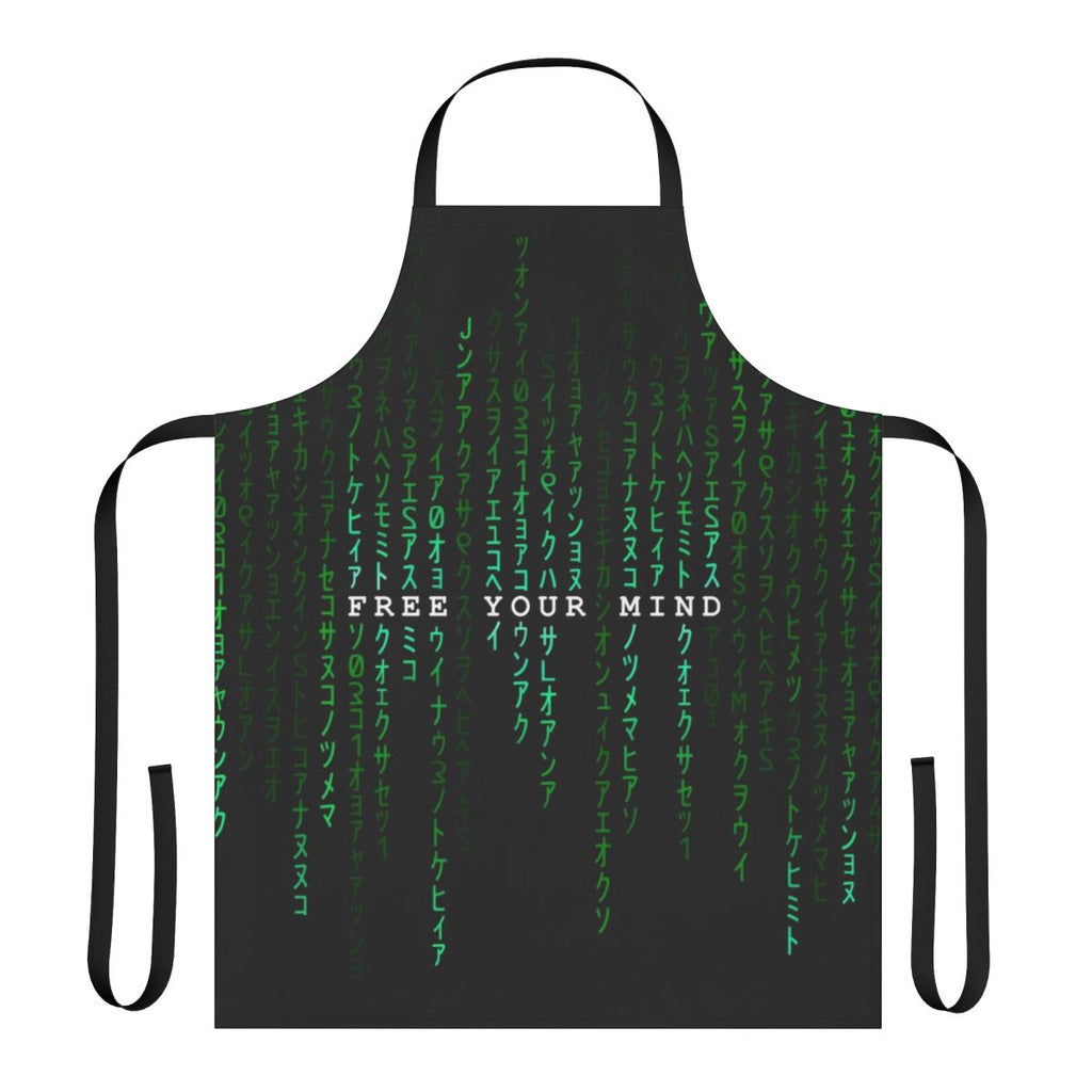Apron featuring a digital rain pattern inspired by the Matrix movie