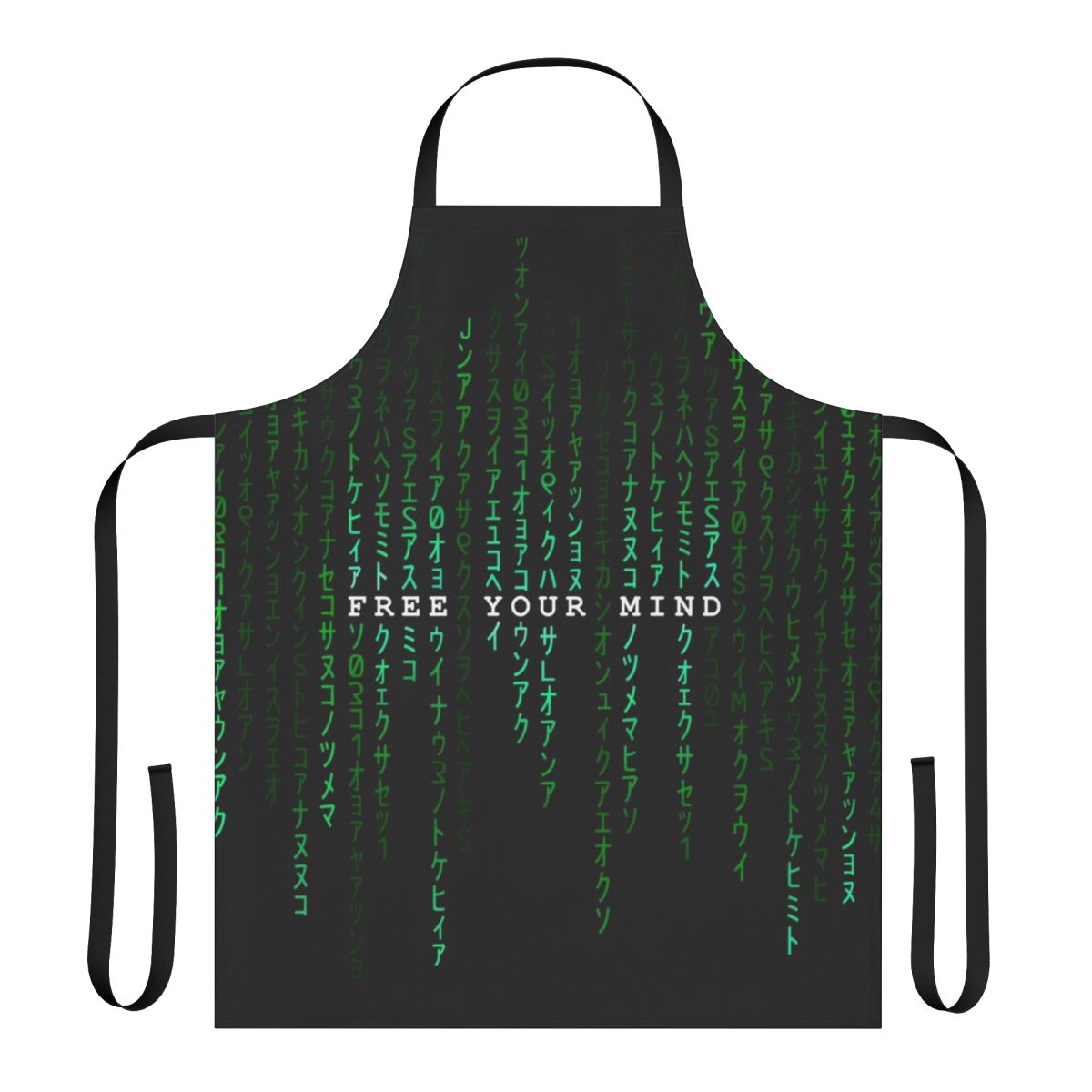 Apron featuring a digital rain pattern inspired by the Matrix movie