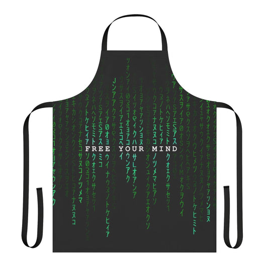 Apron featuring a digital rain pattern inspired by the Matrix movie