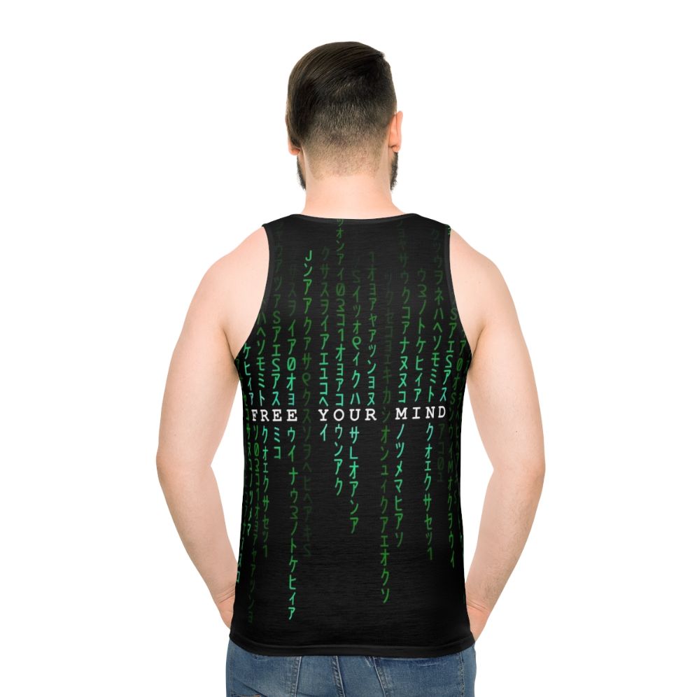 Matrix inspired digital rain design unisex tank top