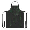 Matrix-inspired green apron with stylized matrix code design