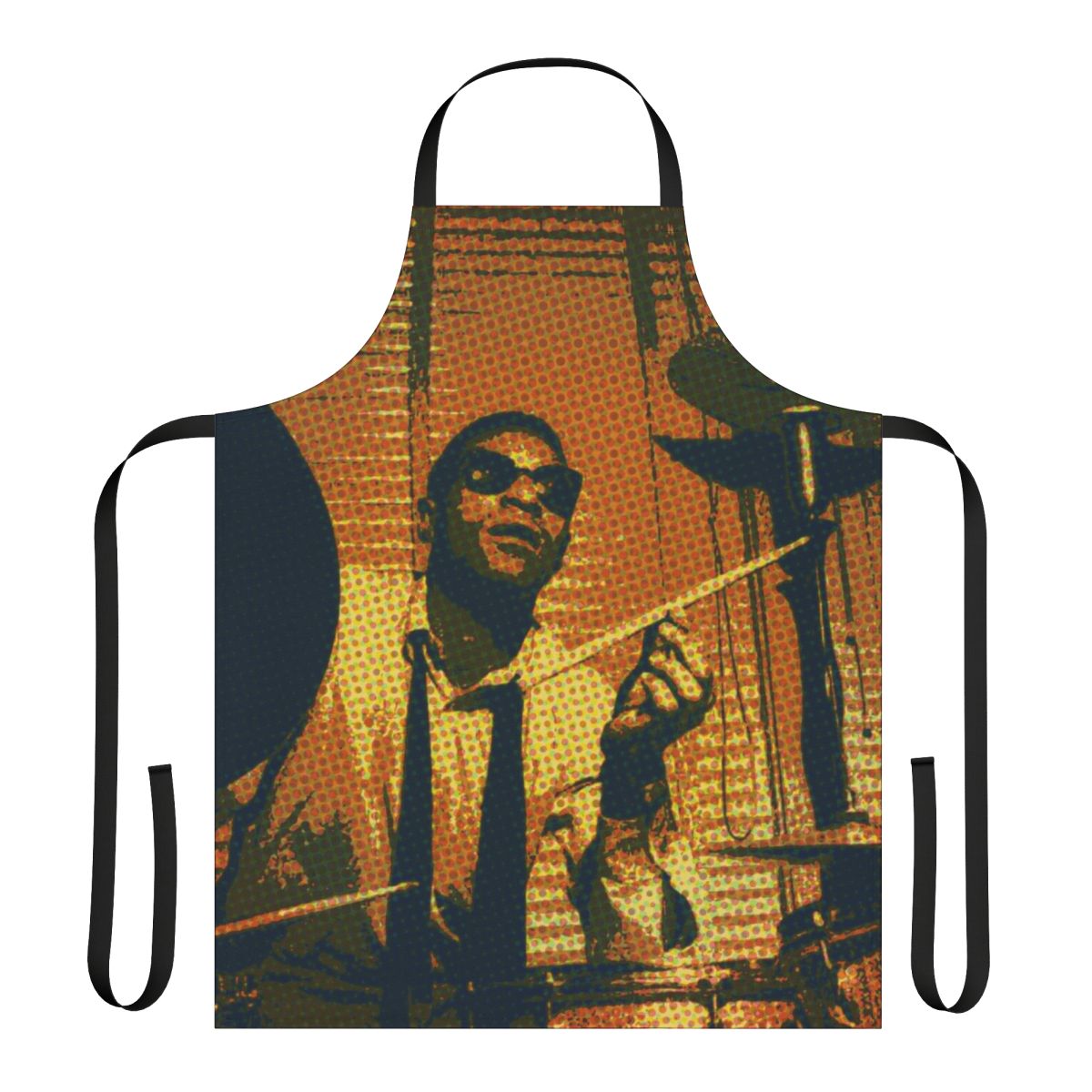 High-quality apron featuring a portrait of renowned jazz drummer Max Roach