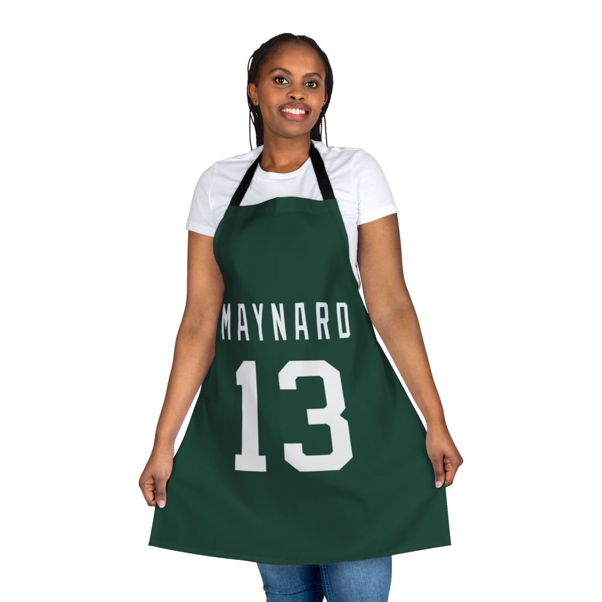 A durable, high-quality apron featuring the colors and logo of the New York Jets football team.