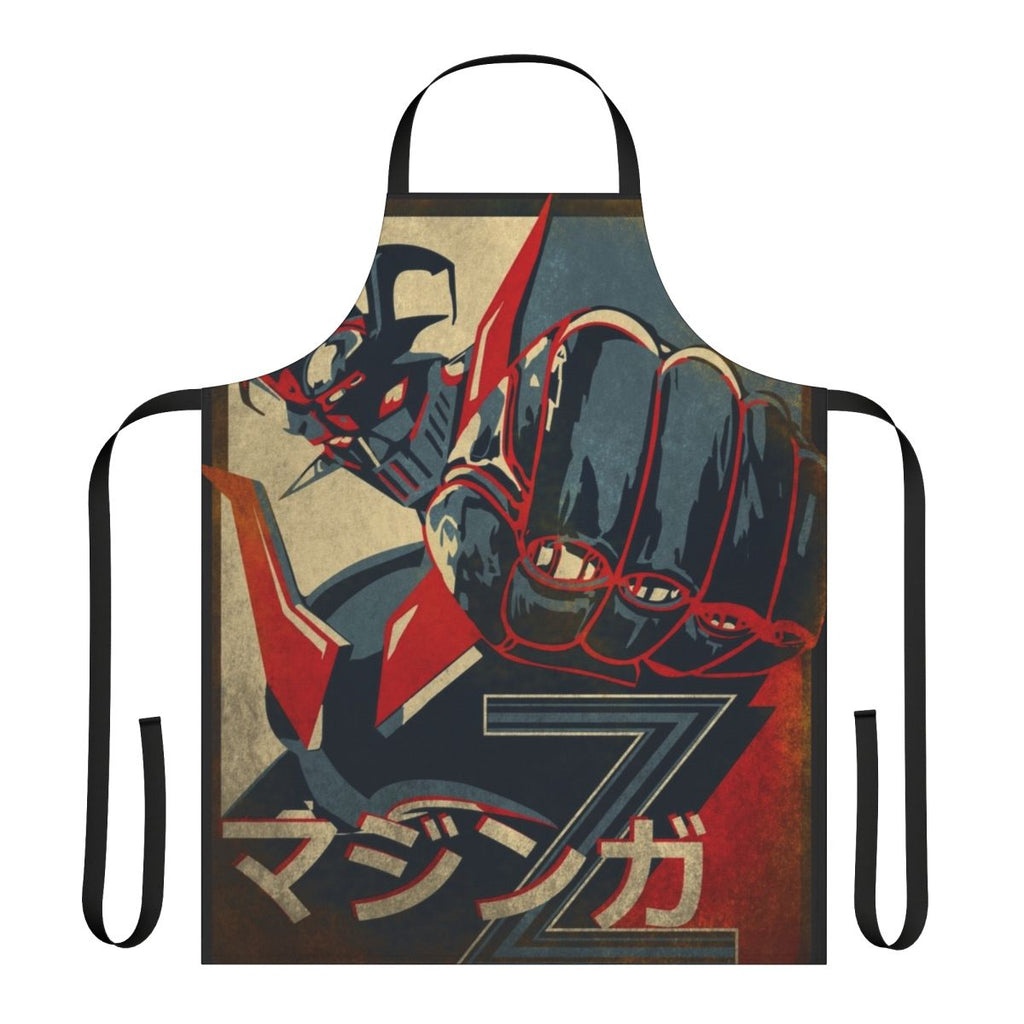 Mazinger Z-inspired apron featuring the iconic robot and characters from the classic manga and anime