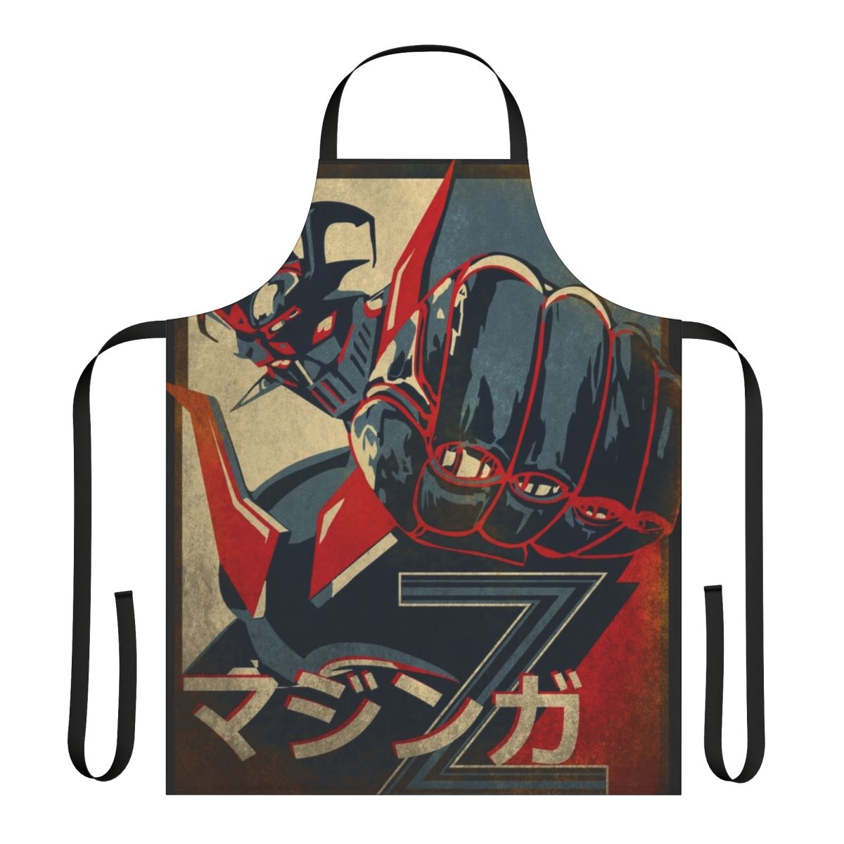 Mazinger Z-inspired apron featuring the iconic robot and characters from the classic manga and anime