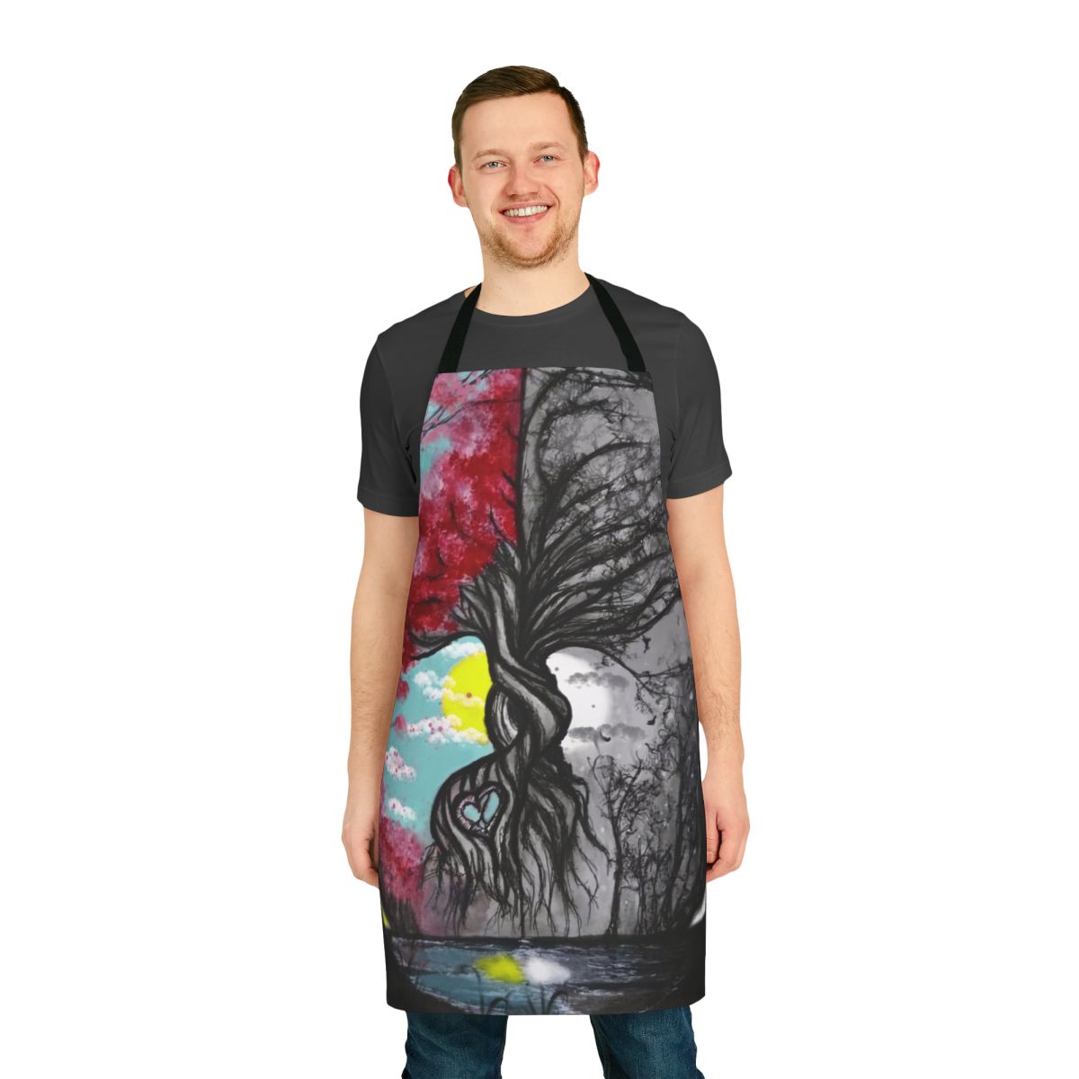 "Tree of Life" themed apron featuring a reflective, meaningful design