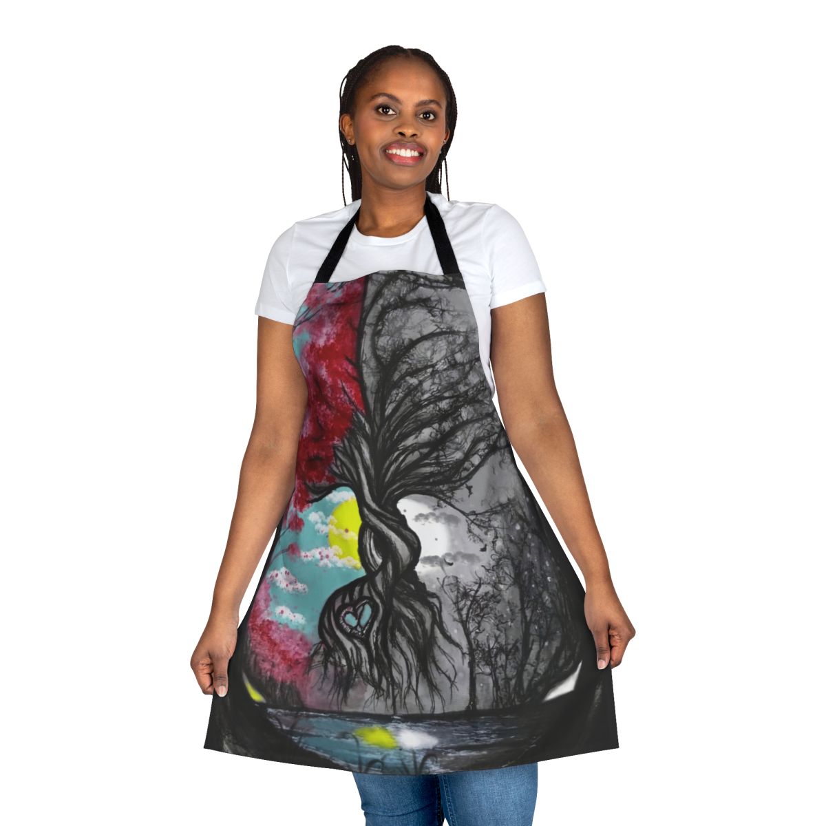 "Tree of Life" themed apron featuring a reflective, meaningful design