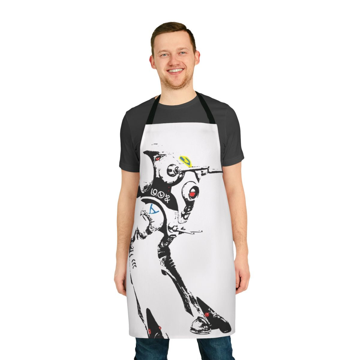 Stylish Mecha-Themed Apron Featuring Iconic Zentraedi Battle Pod Design