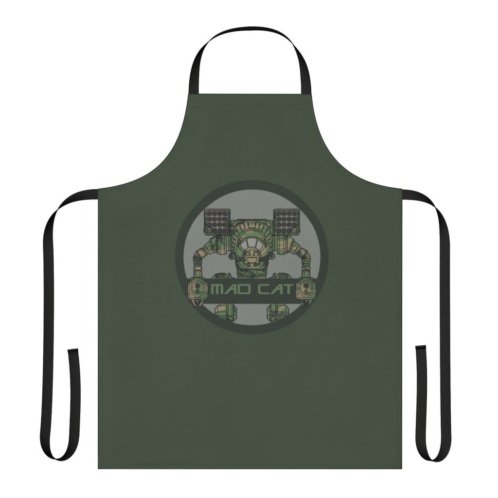 Mechwarrior-inspired camo apron featuring the iconic Mad Cat mech design