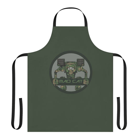 Mechwarrior-inspired camo apron featuring the iconic Mad Cat mech design