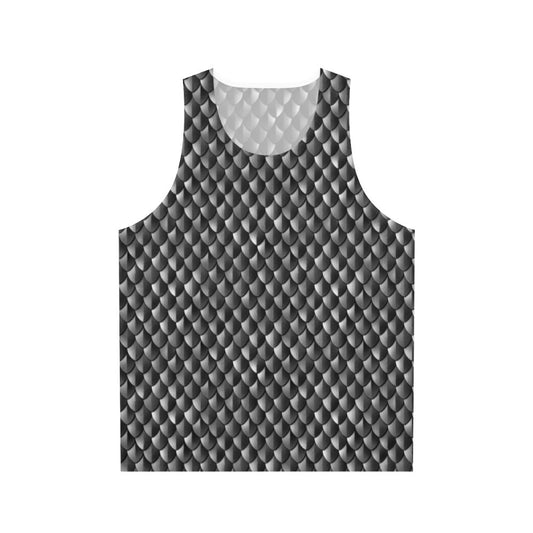 Unisex medieval armor dragon scales pattern black tank top