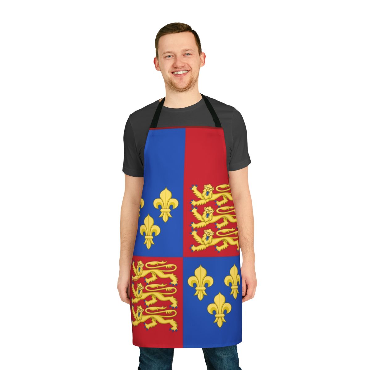 Medieval England Coat of Arms Apron with Henry V British Royal Heraldry Design