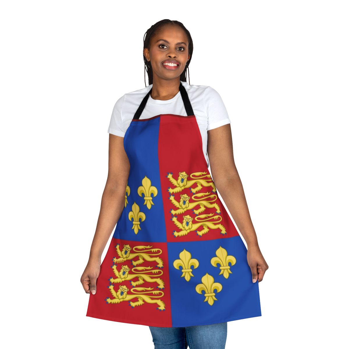 Medieval England Coat of Arms Apron with Henry V British Royal Heraldry Design