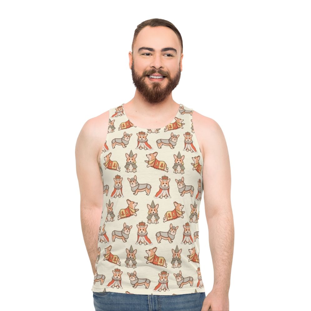 Medieval fantasy corgi dog unisex tank top