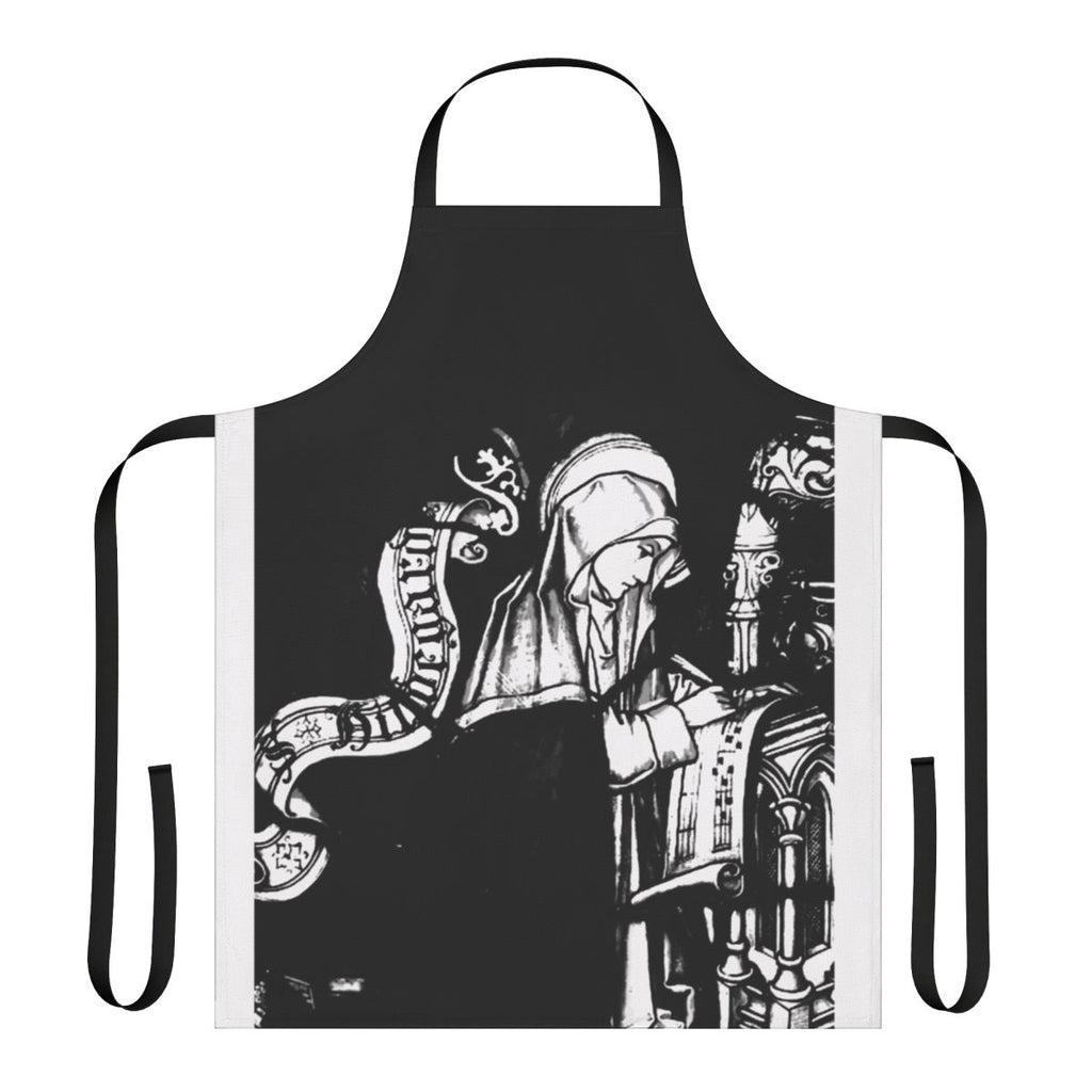 "Apron featuring Hildegard von Bingen, a medieval nun and classical music composer"
