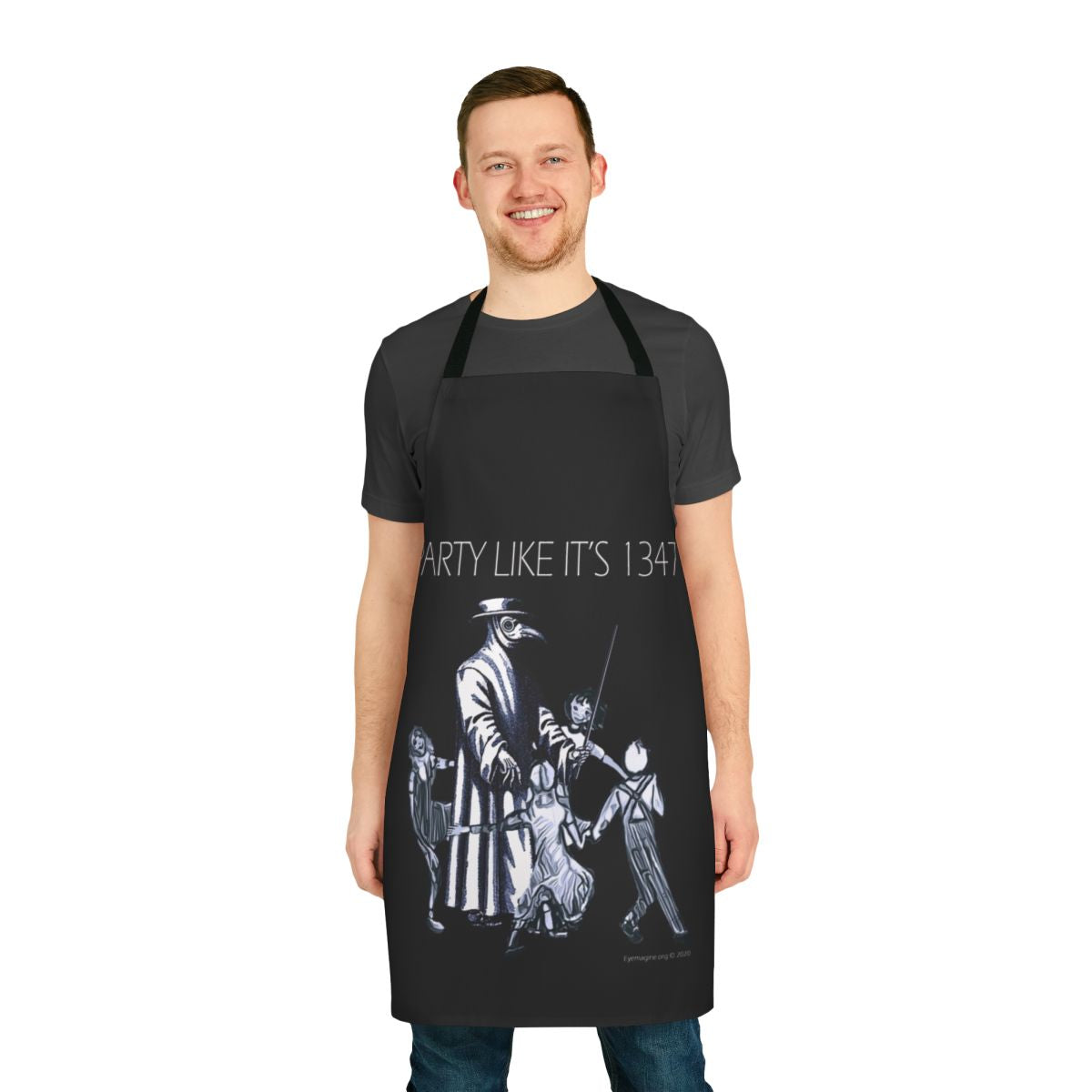 Medieval plague doctor inspired apron with gothic black death design