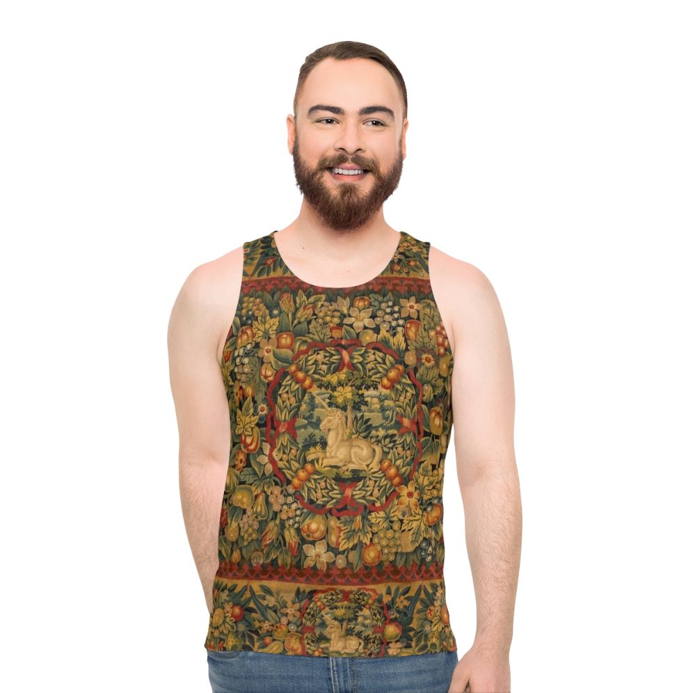Medieval Unicorn Floral Tapestry Tank Top