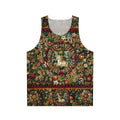 Medieval unicorn floral tapestry unisex tank top
