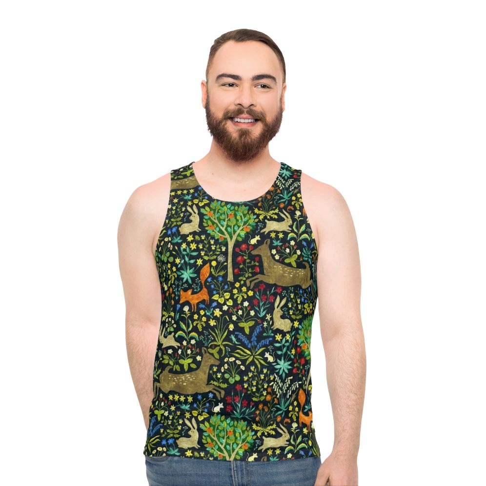 Medieval Unisex Tank Top with Nature and Animal Design