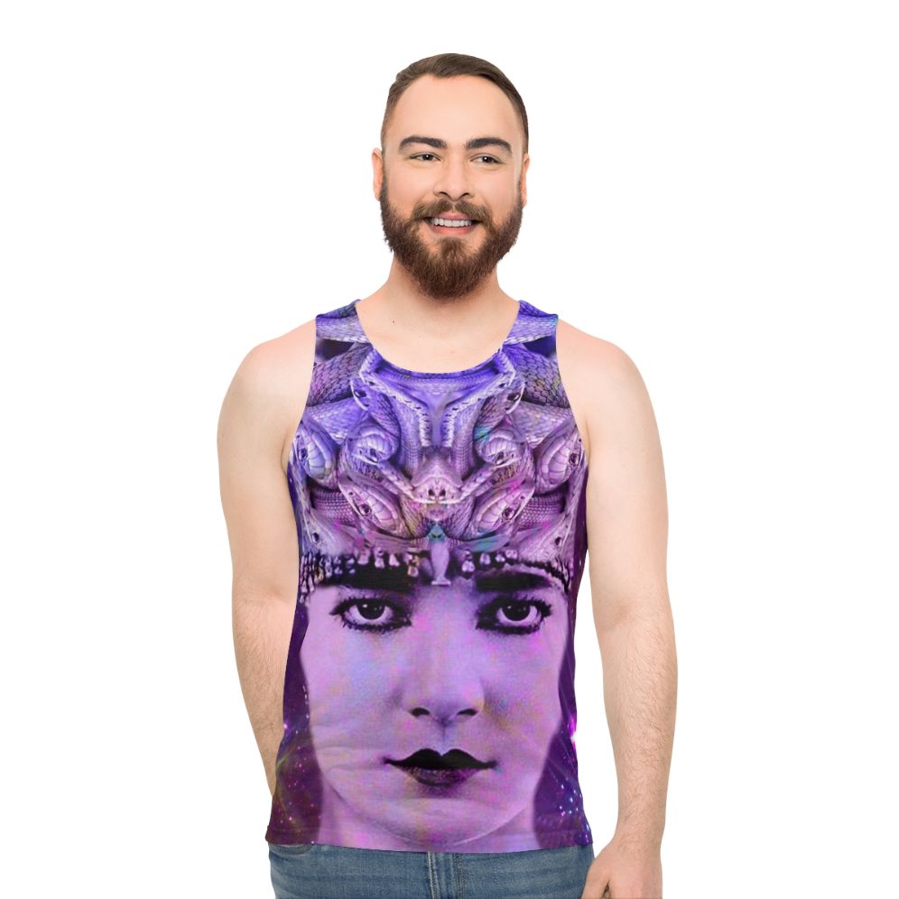 Medusa Unisex Fantasy Tank Top with Mythological Abstract Nature Patterns