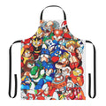 Illustration of Mega Man robot masters on an apron